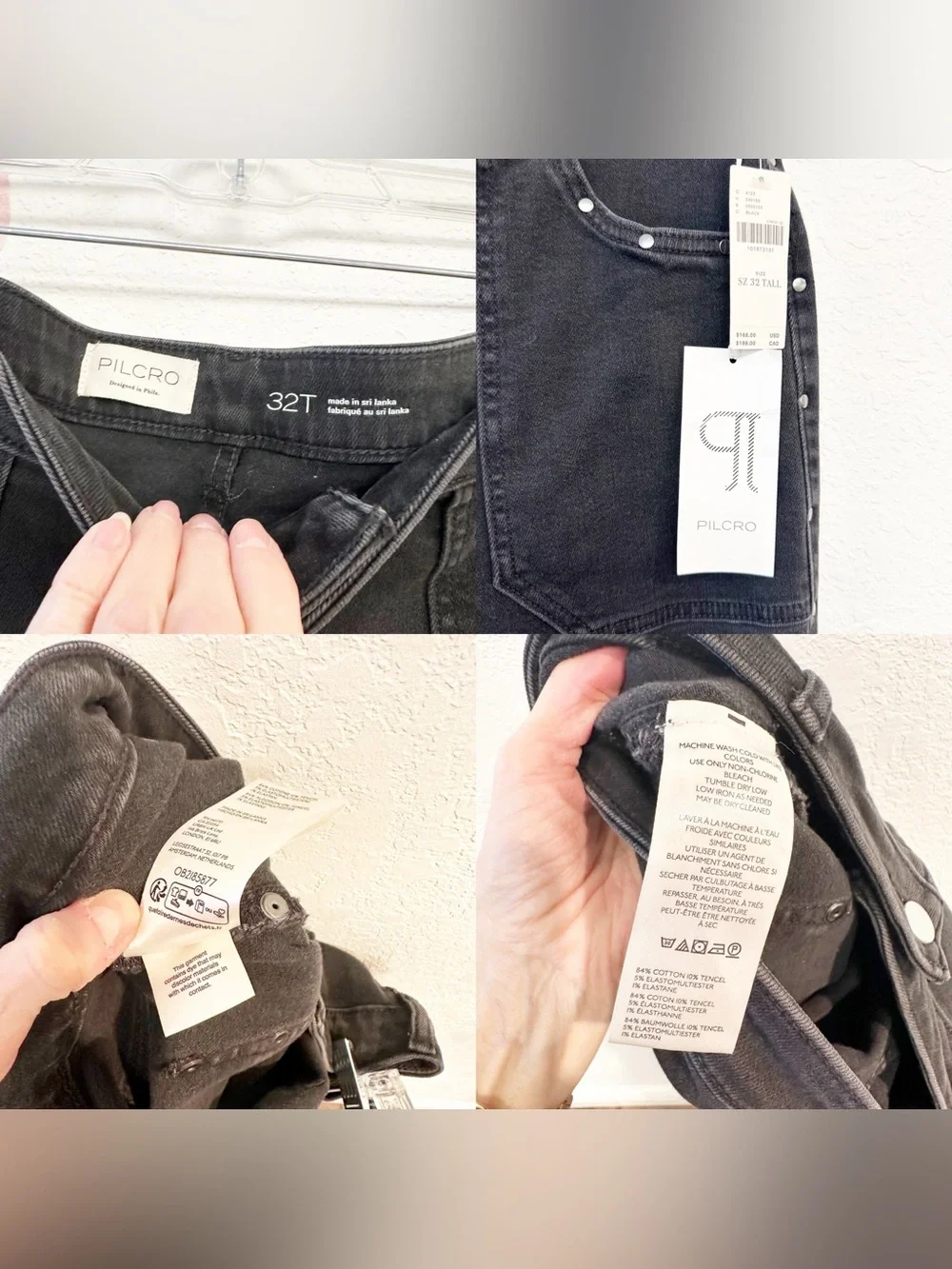 Pilcro Anthropologie The Rylan Black Studded Relax Hi Rise Flare Jeans NWT 32T - Picture 13 of 15